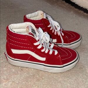 Vans Kids Red and White High-Top Sneakers
